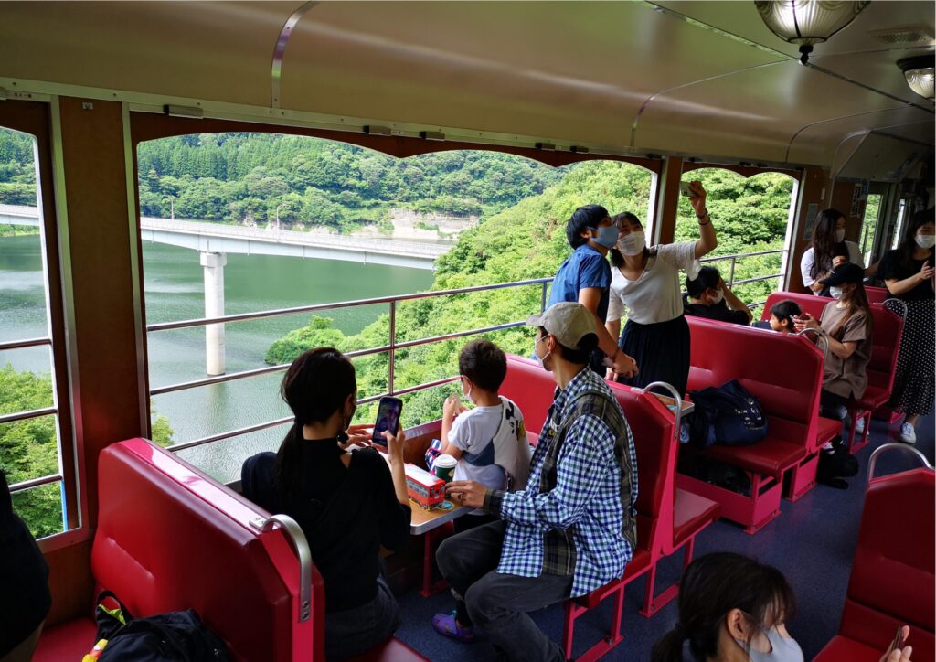 A view of Aizu’s scintillating scenery is unmatched when looking out of the tall windows of the Oza-Toro-Tembo train.